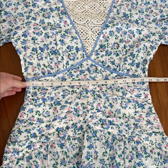 LoveShackFancy Marquise Ditsy Floral Print Mini Dress Cottagecore Lace Size 6 - Picture 7 of 9